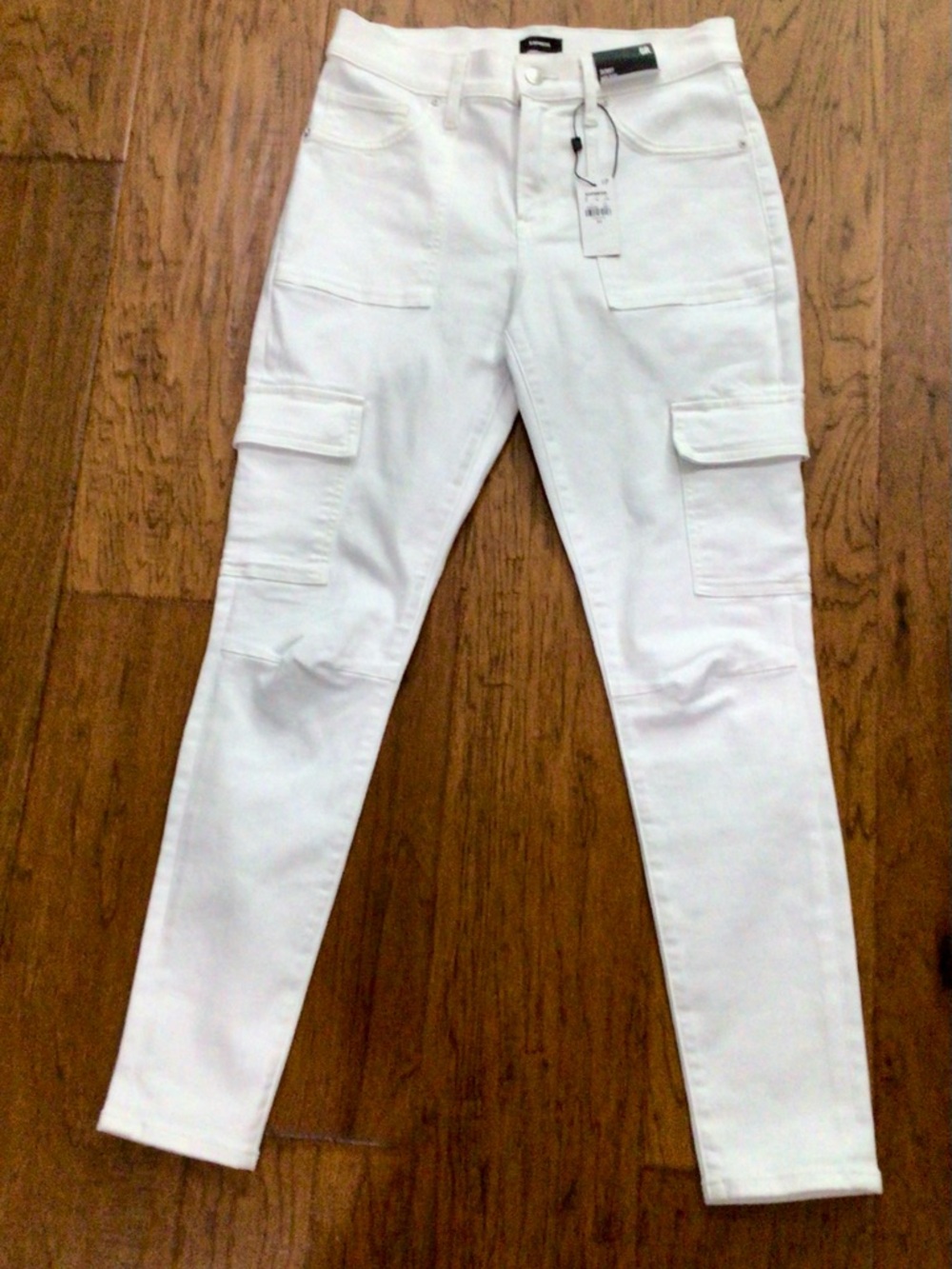 Express White Cargo Skinny Jeans for Women - Slim Fit